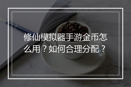 修仙模拟器手游金币怎么用？如何合理分配？