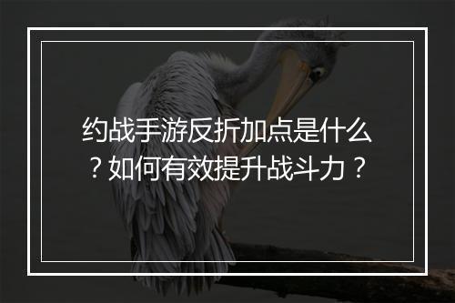 约战手游反折加点是什么？如何有效提升战斗力？