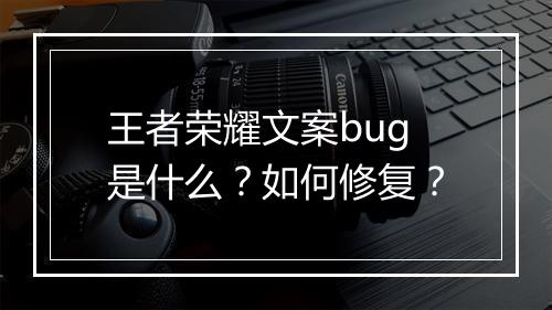 王者荣耀文案bug是什么？如何修复？