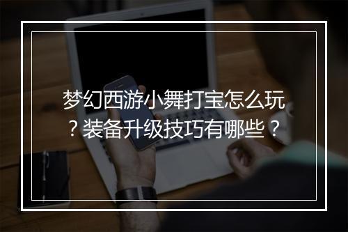 梦幻西游小舞打宝怎么玩？装备升级技巧有哪些？