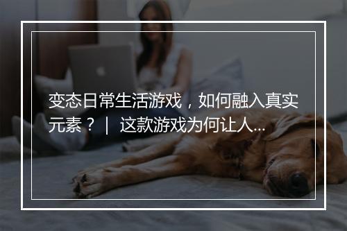变态日常生活游戏，如何融入真实元素？｜ 这款游戏为何让人上瘾？