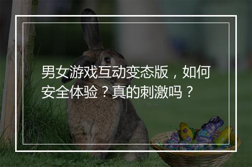 男女游戏互动变态版,如何安全体验?真的刺激吗?