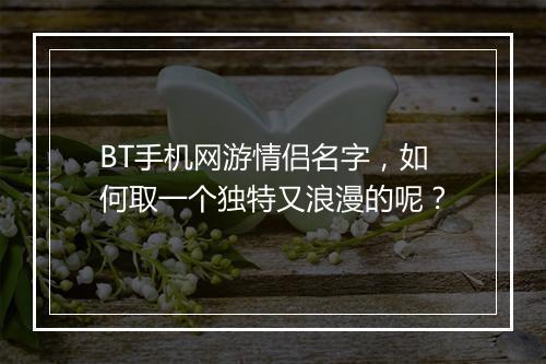 BT手机网游情侣名字,如何取一个独特又浪漫的呢?