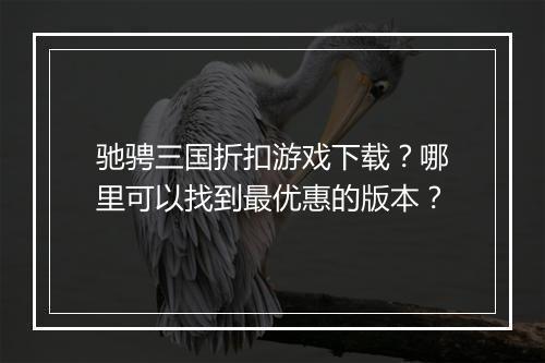 驰骋三国折扣游戏下载?哪里可以找到最优惠的版本?