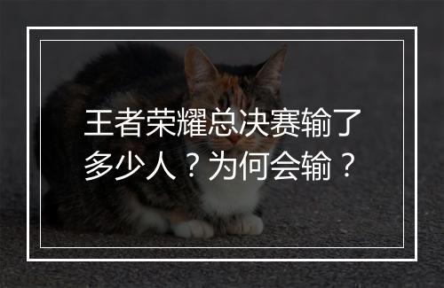 王者荣耀总决赛输了多少人？为何会输？