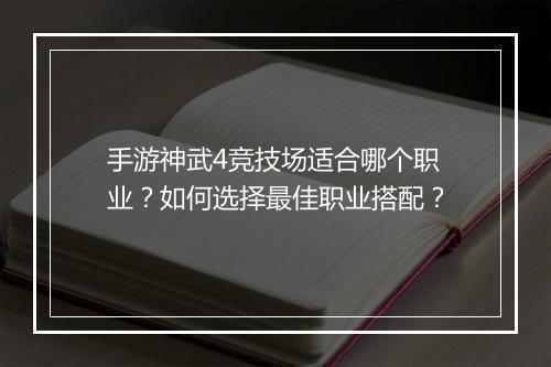 手游神武4竞技场适合哪个职业？如何选择最佳职业搭配？