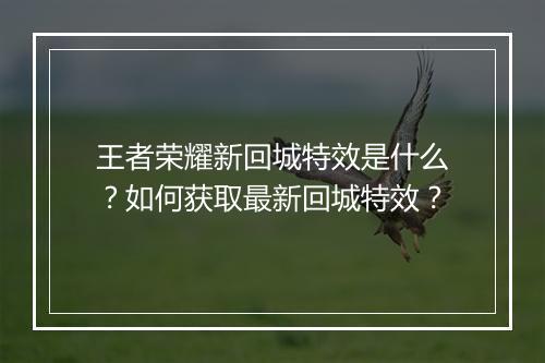 王者荣耀新回城特效是什么？如何获取最新回城特效？