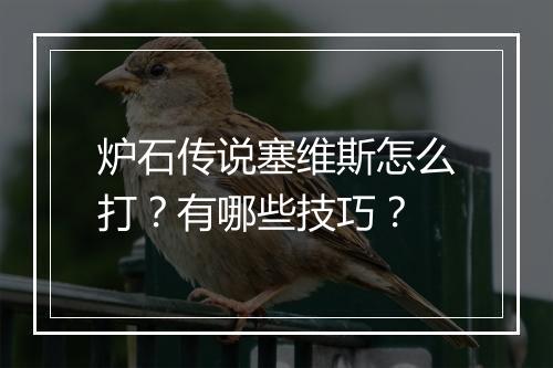 炉石传说塞维斯怎么打？有哪些技巧？