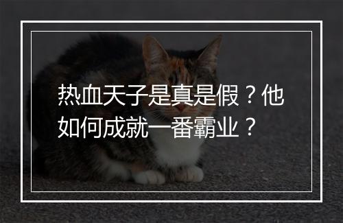 热血天子是真是假?他如何成就一番霸业?