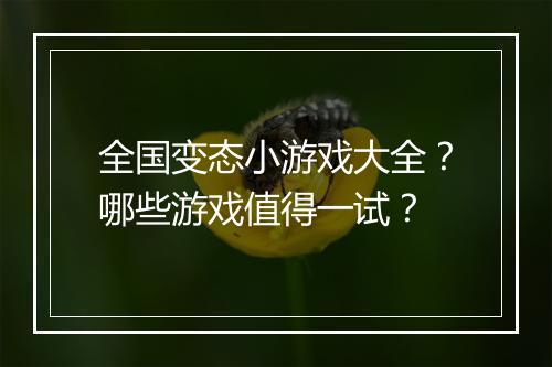 全国变态小游戏大全?哪些游戏值得一试?