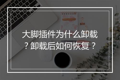 大脚插件为什么卸载？卸载后如何恢复？