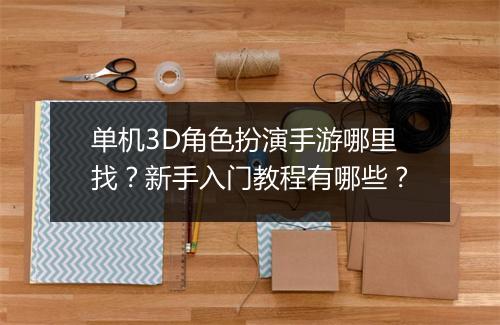 单机3D角色扮演手游哪里找？新手入门教程有哪些？