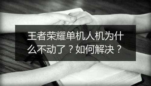 王者荣耀单机人机为什么不动了？如何解决？