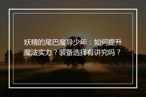 妖精的尾巴魔导少年:如何提升魔法实力?装备选择有讲究吗?