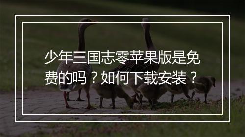 少年三国志零苹果版是免费的吗？如何下载安装？