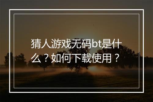 猜人游戏无码bt是什么?如何下载使用?
