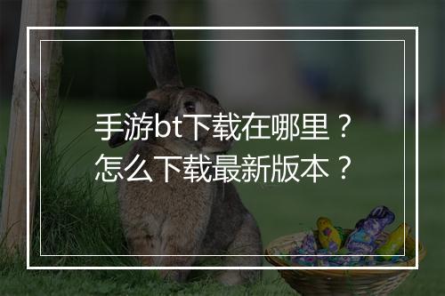 手游bt下载在哪里？怎么下载最新版本？