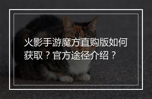 火影手游魔方直购版如何获取？官方途径介绍？