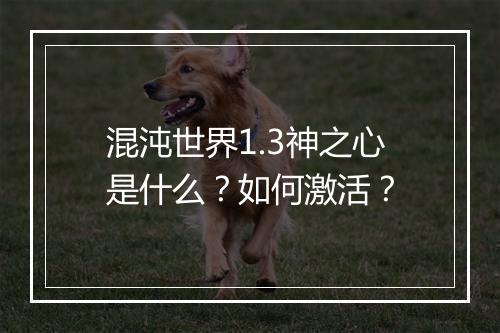 混沌世界1.3神之心是什么？如何激活？