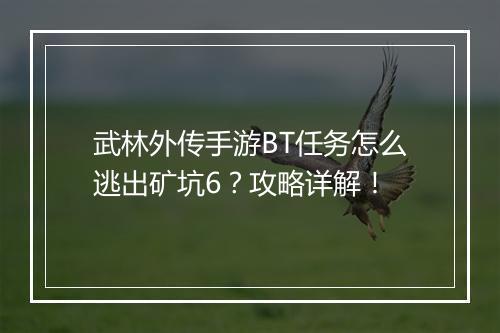 武林外传手游BT任务怎么逃出矿坑6?攻略详解!