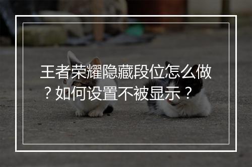 王者荣耀隐藏段位怎么做？如何设置不被显示？