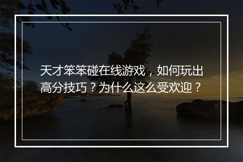 天才笨笨碰在线游戏,如何玩出高分技巧?为什么这么受欢迎?