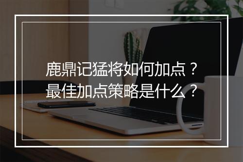 鹿鼎记猛将如何加点?最佳加点策略是什么?