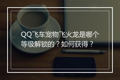 QQ飞车宠物飞火龙是哪个等级解锁的?如何获得?