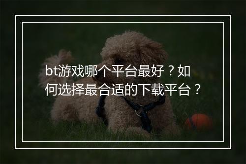 bt游戏哪个平台最好？如何选择最合适的下载平台？