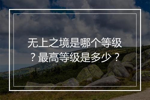 无上之境是哪个等级？最高等级是多少？