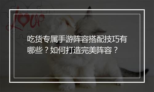 吃货专属手游阵容搭配技巧有哪些？如何打造完美阵容？