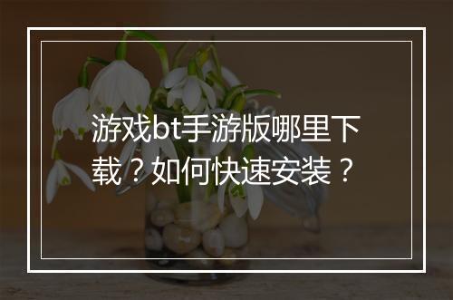 游戏bt手游版哪里下载?如何快速安装?