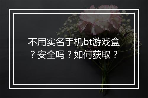 不用实名手机bt游戏盒？安全吗？如何获取？