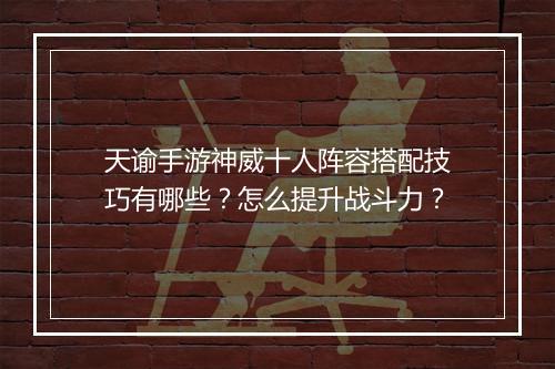 天谕手游神威十人阵容搭配技巧有哪些？怎么提升战斗力？