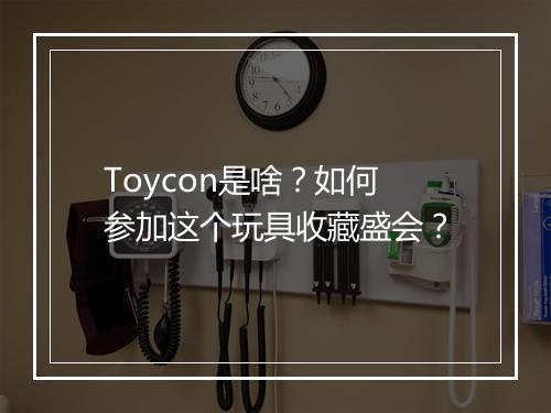 Toycon是啥？如何参加这个玩具收藏盛会？
