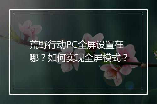 荒野行动PC全屏设置在哪?如何实现全屏模式?