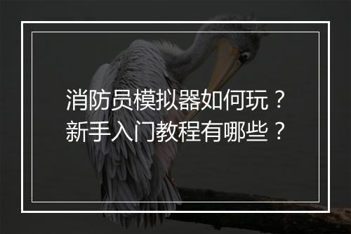 消防员模拟器如何玩?新手入门教程有哪些?