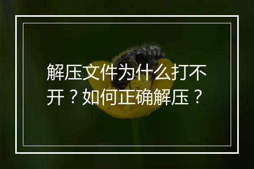 解压文件为什么打不开?如何正确解压?