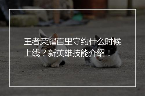 王者荣耀百里守约什么时候上线？新英雄技能介绍！