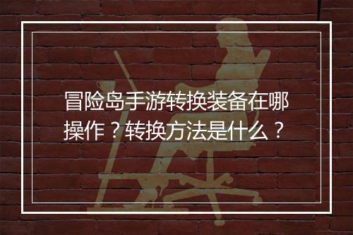 冒险岛手游转换装备在哪操作？转换方法是什么？