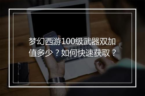 梦幻西游100级武器双加值多少？如何快速获取？