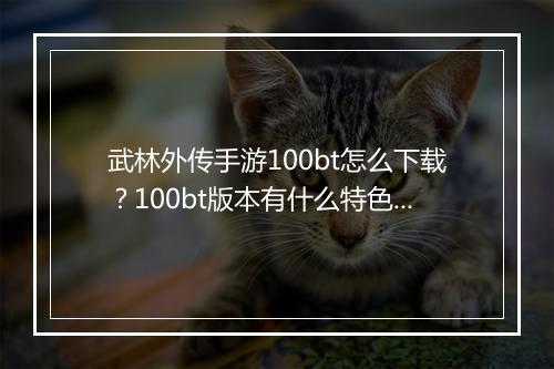 武林外传手游100bt怎么下载?100bt版本有什么特色?