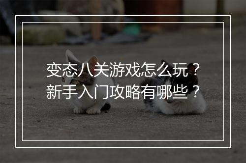 变态八关游戏怎么玩?新手入门攻略有哪些?
