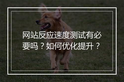 网站反应速度测试有必要吗?如何优化提升?