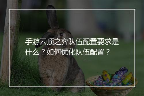 手游云顶之弈队伍配置要求是什么？如何优化队伍配置？