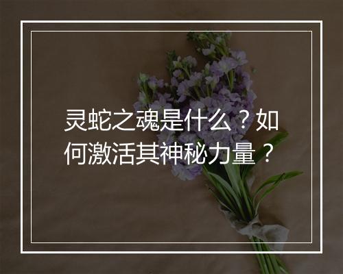 灵蛇之魂是什么？如何激活其神秘力量？