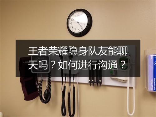 王者荣耀隐身队友能聊天吗？如何进行沟通？