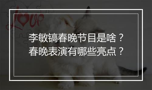 李敏镐春晚节目是啥?春晚表演有哪些亮点?