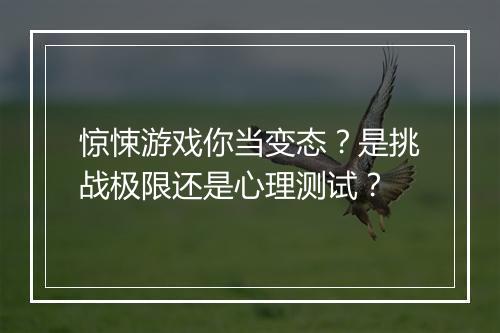 惊悚游戏你当变态?是挑战极限还是心理测试?