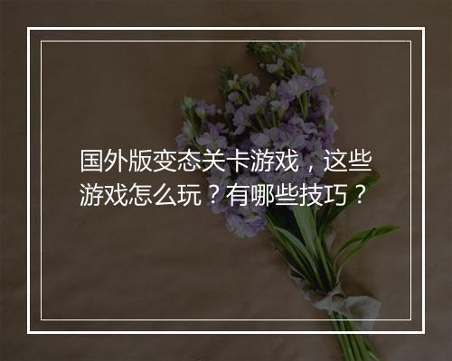 国外版变态关卡游戏,这些游戏怎么玩?有哪些技巧?
